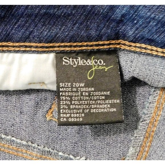 Style & Co Jeans 20W Blue Dark Wash Boot Cut Cotton Blend New - Picture 6 of 6